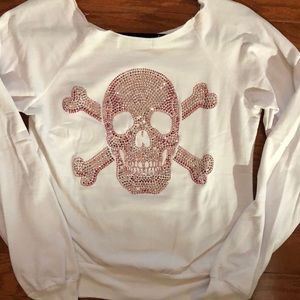 Pink studded skull long sleeve top